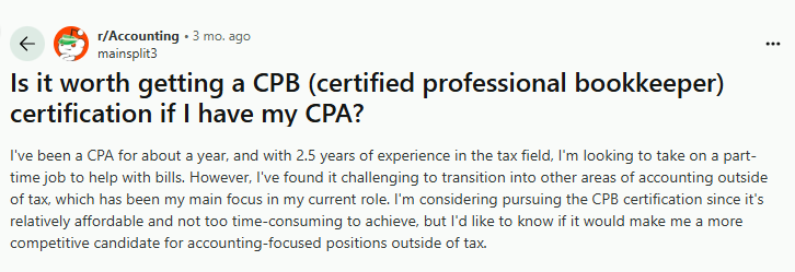 CPB Certification Reddit conversation