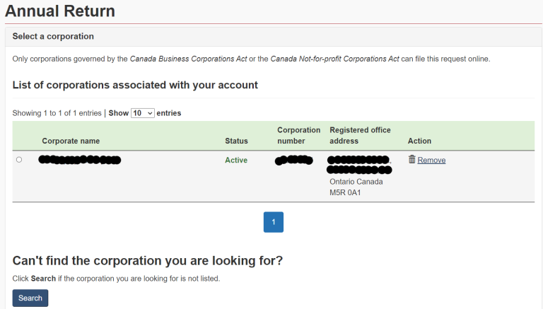 select the corporation