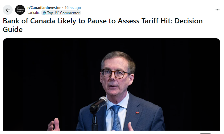 reddit conversation about bank of Canada